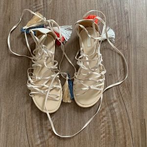 Strappy tassel flat sandals size 6 forever 21